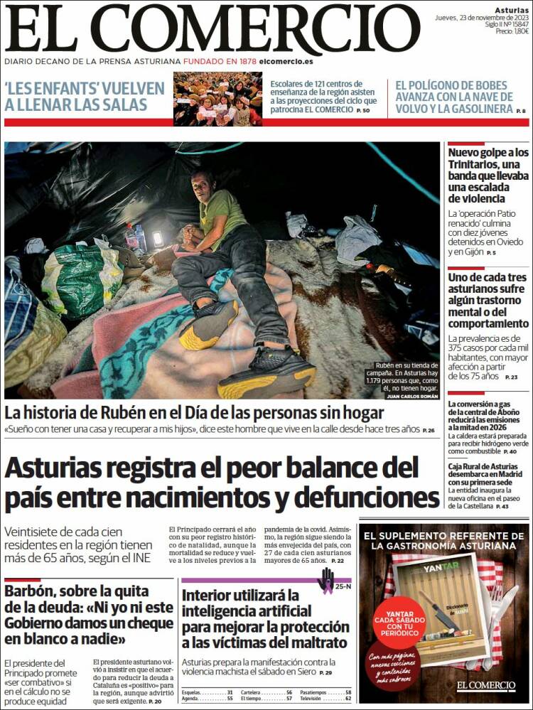 Portada de El Comercio (Espa&ntilde;a)