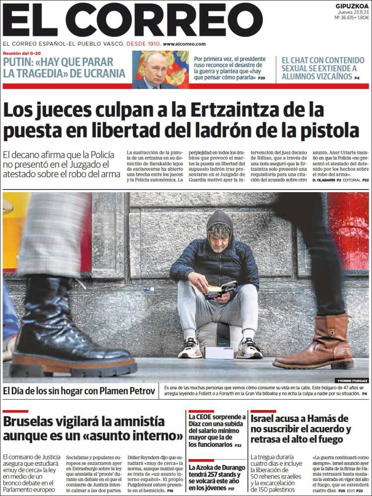Portada de El Correo - Guipuzcoa (Espa&ntilde;a)