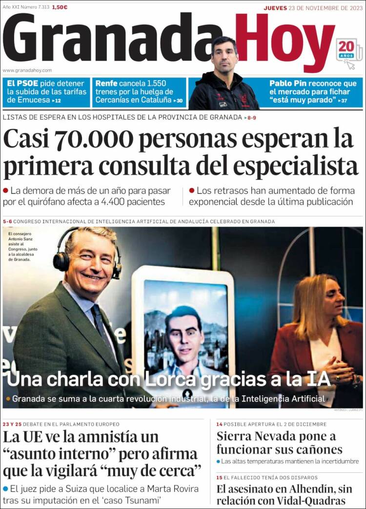 Portada de Granada Hoy (Espa&ntilde;a)