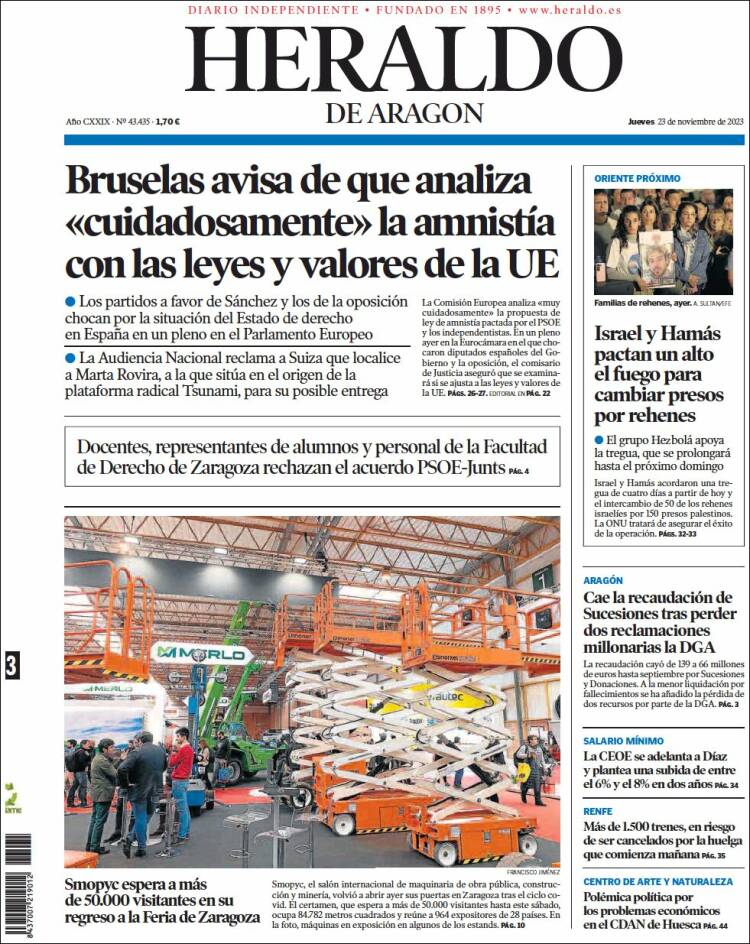 Portada de Heraldo de Aragón (Espa&ntilde;a)
