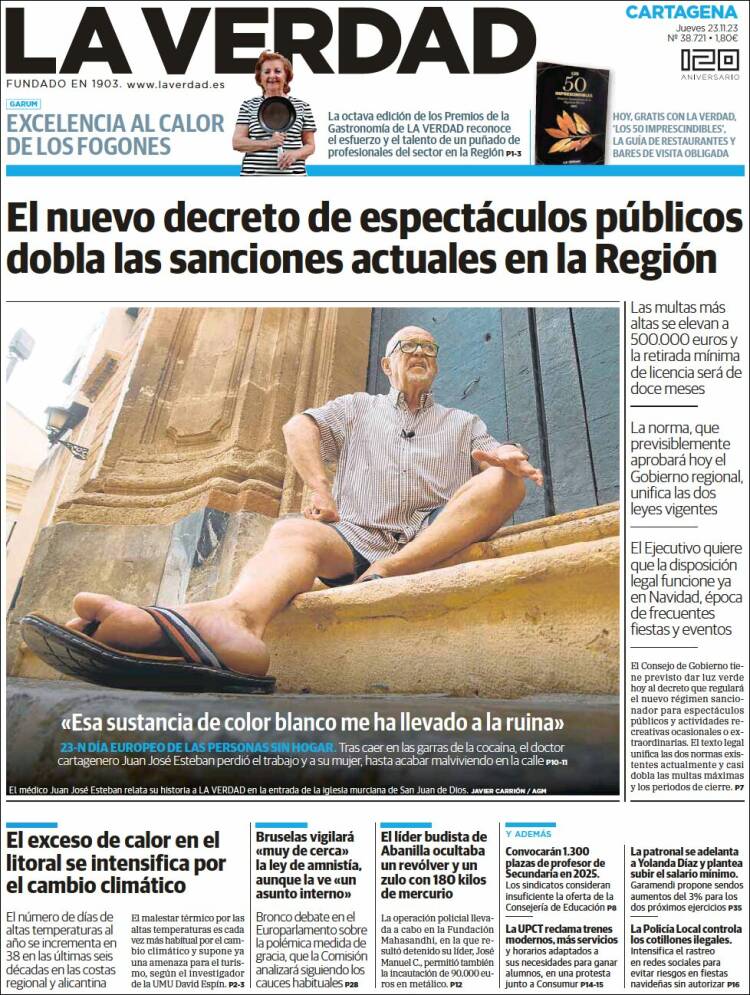 Portada de La Verdad de Cartagena (Espa&ntilde;a)