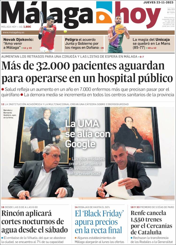 Portada de Málaga Hoy (Espa&ntilde;a)