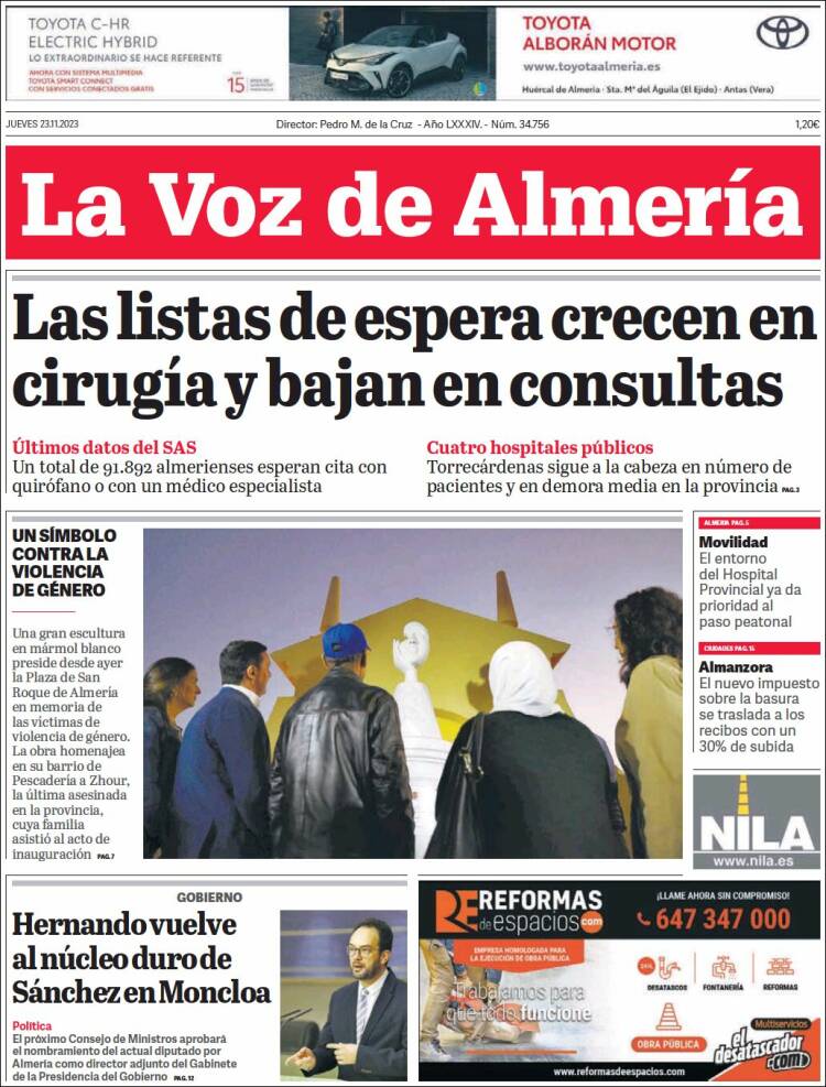 Portada de La Voz de Almería (Espa&ntilde;a)