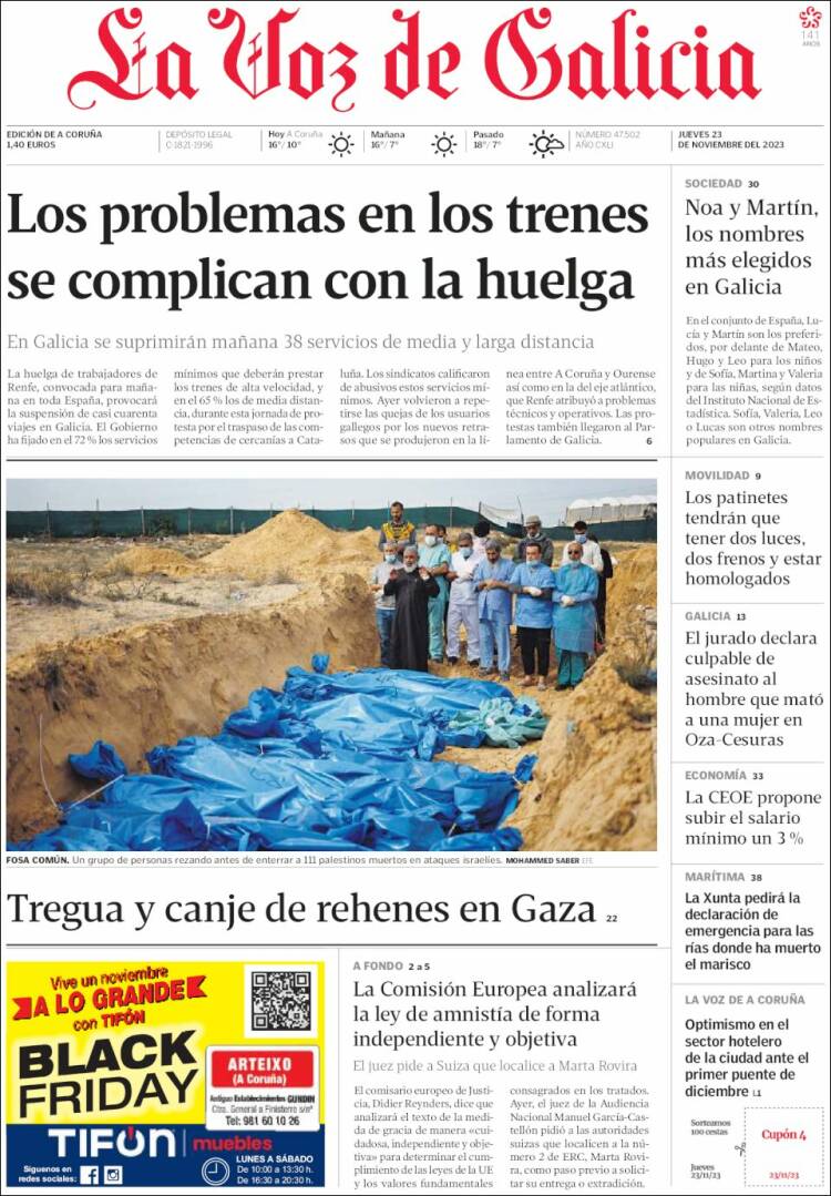Portada de La Voz de Galicia (Espa&ntilde;a)
