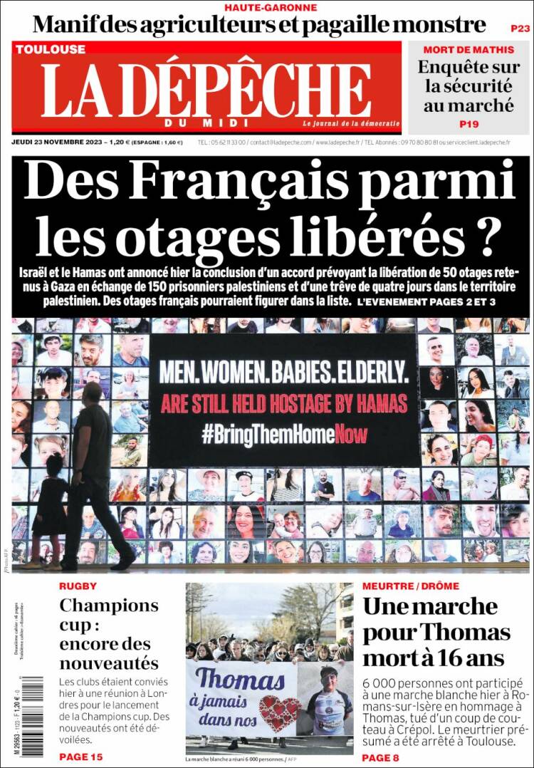 Portada de La Dépêche du Midi (Francia)