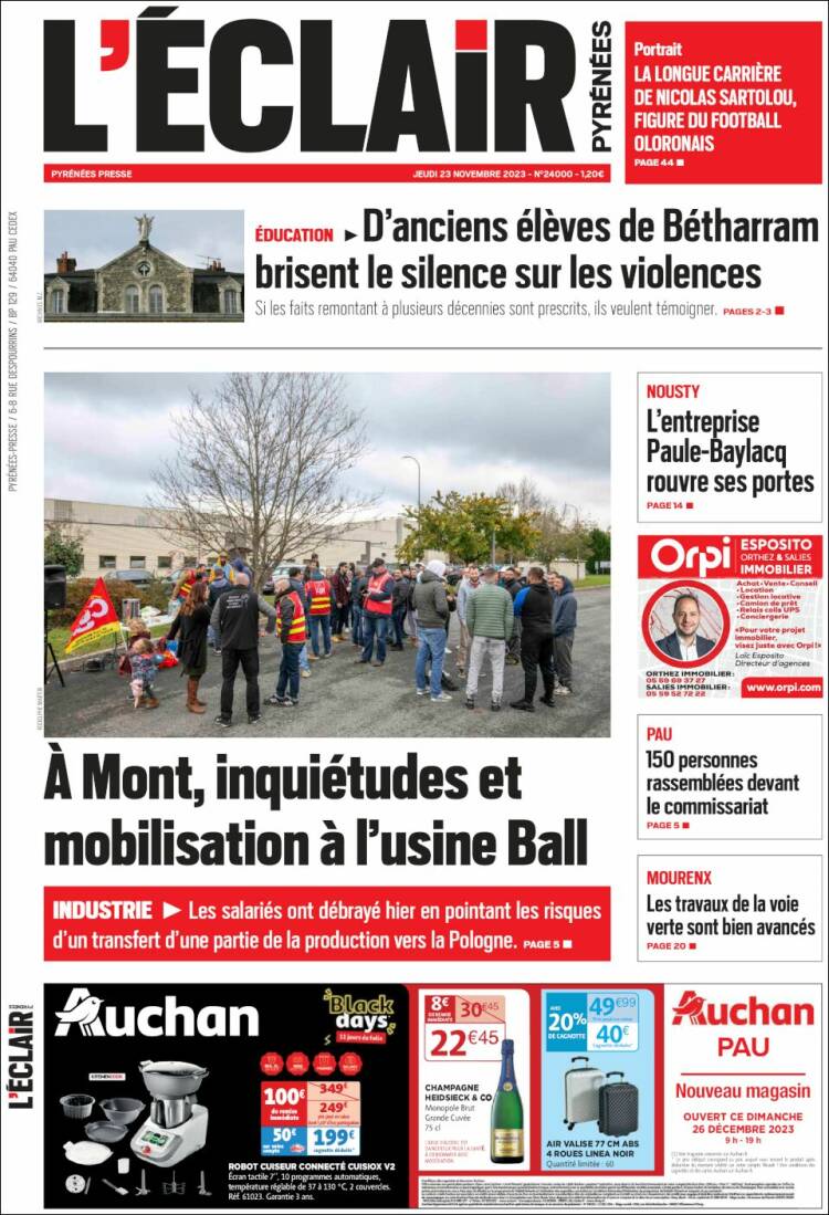 Portada de L'Eclair des Pyrénées (Francia)