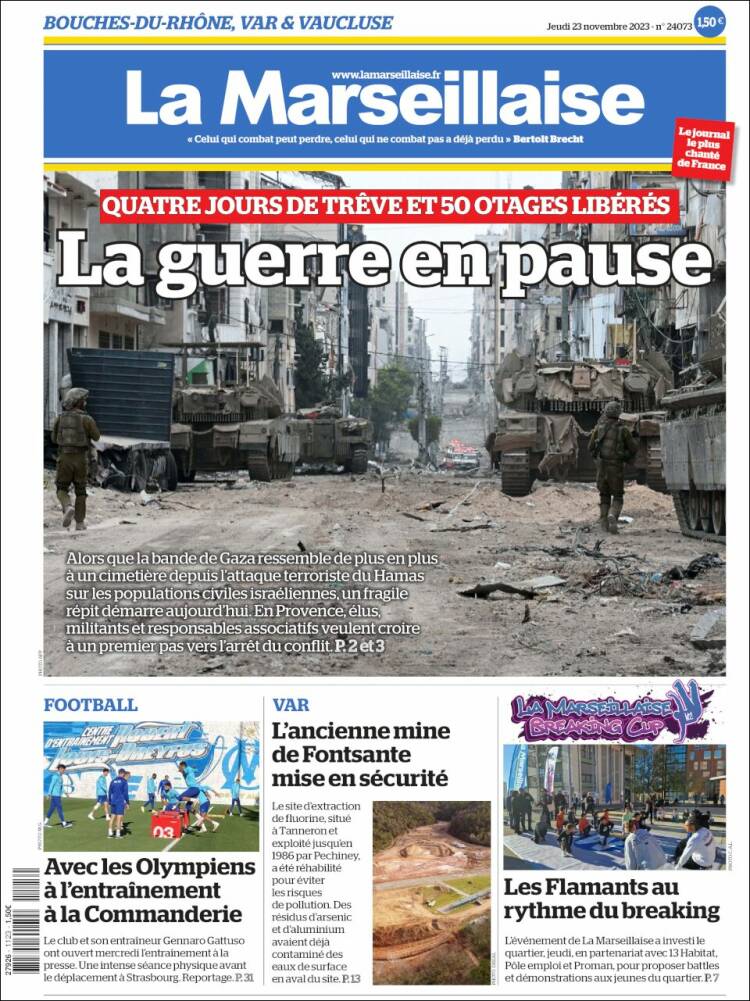 Portada de La Marseillaise (Francia)