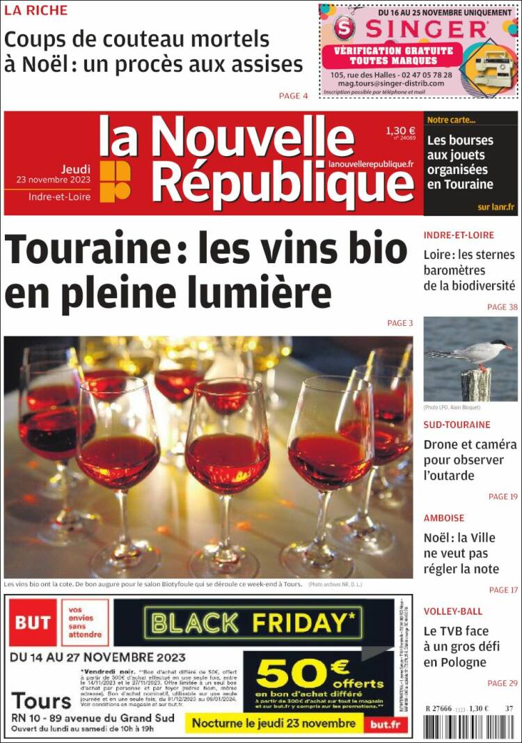 Portada de La Nouvelle Republique (Francia)