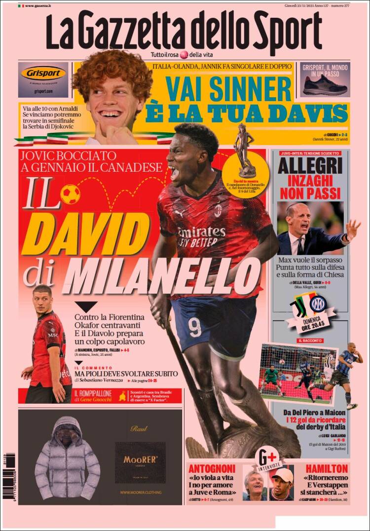 Portada de La Gazzetta dello Sport (Italia)