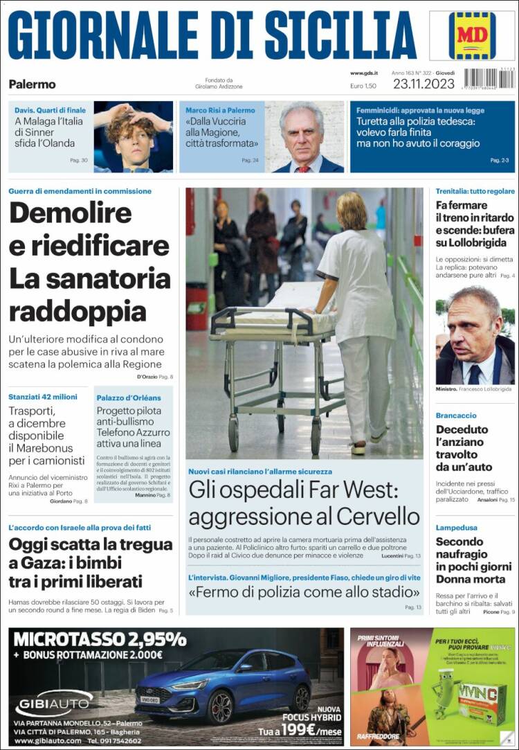 Portada de Giornale di Sicilia (Italia)