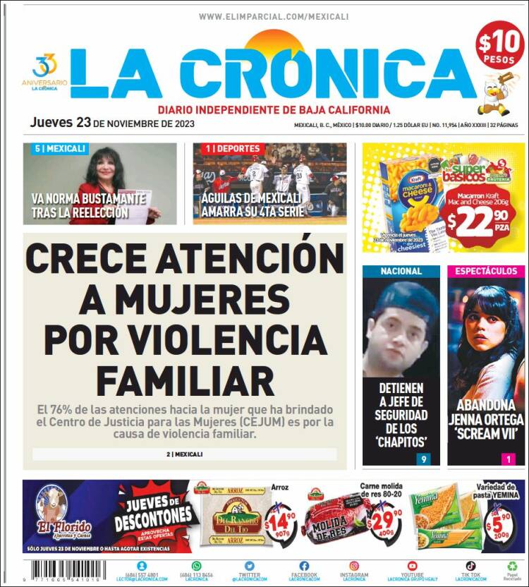 Portada de La Crónica de Baja California (M&eacute;xico)