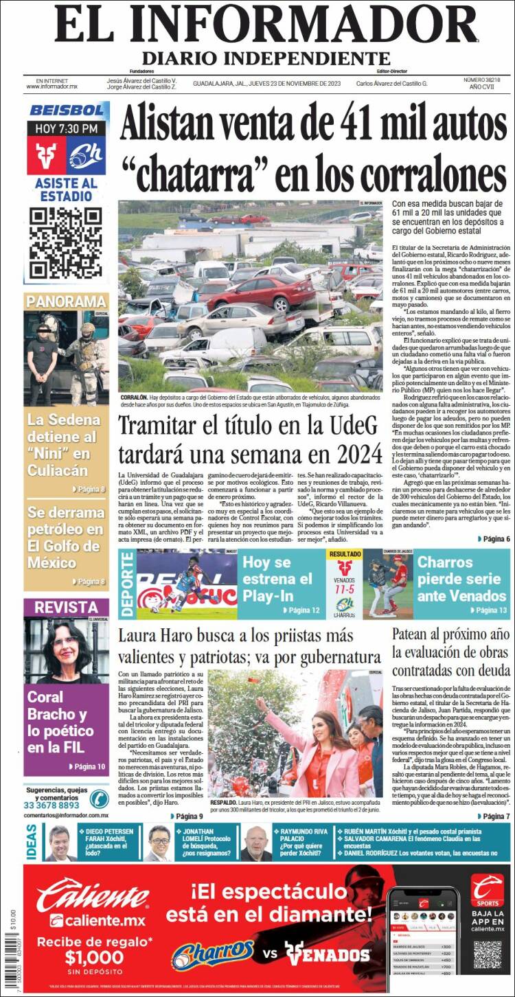 Portada de El Informador (M&eacute;xico)