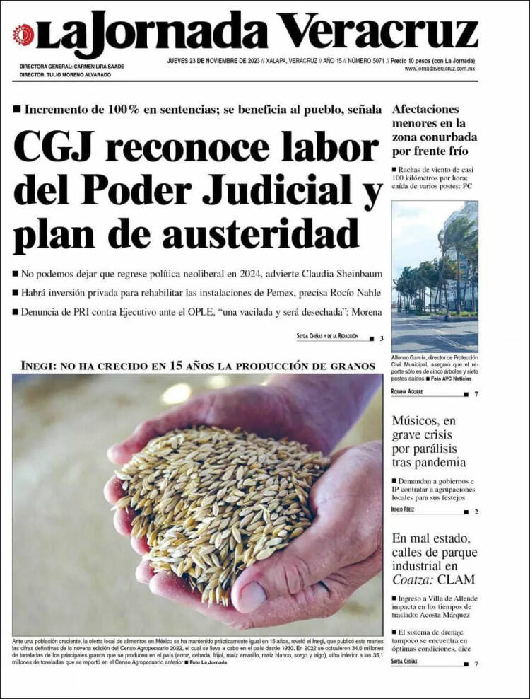 Portada de La Jornada Veracruz (M&eacute;xico)