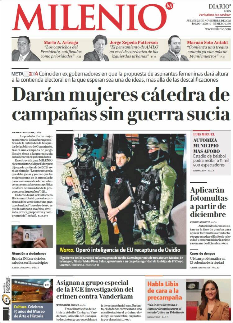 Portada de Milenio de León (M&eacute;xico)