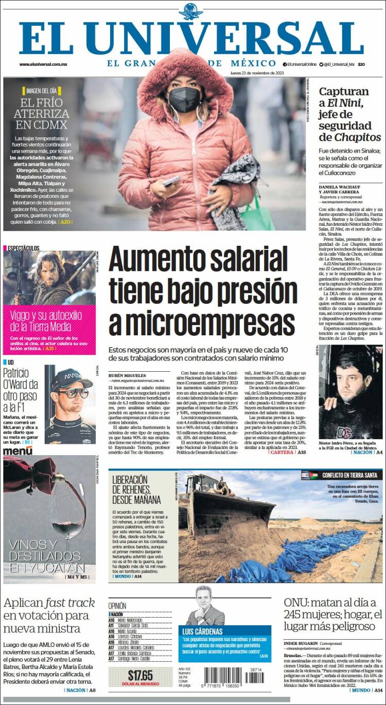 Portada de El Universal (M&eacute;xico)