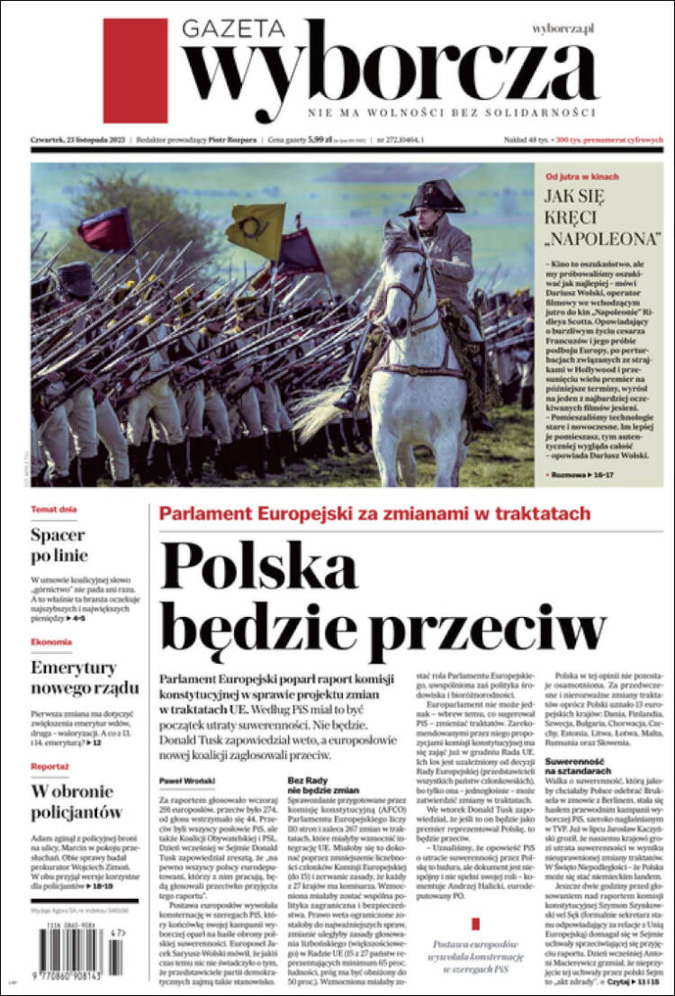 Portada de Gazeta Wyborcza (Polonia)