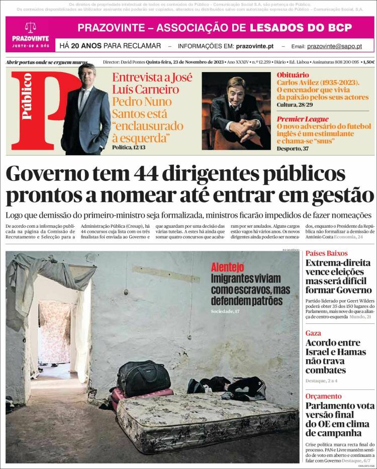 Portada de Público (Portugal)