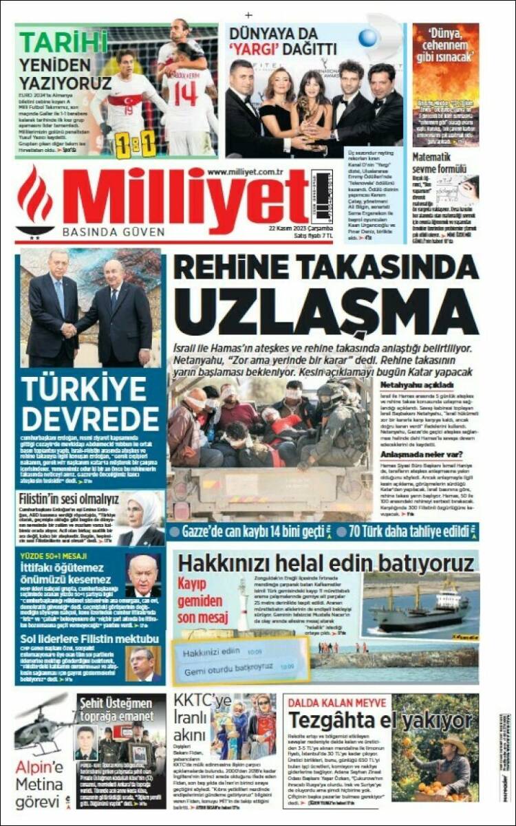 Portada de Milliyet (Turqu&iacute;a)
