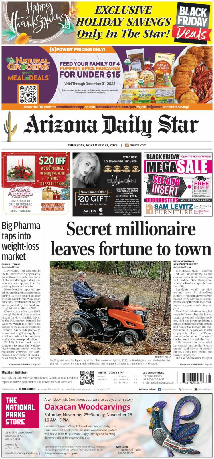 Portada de Arizona Daily Star (USA)