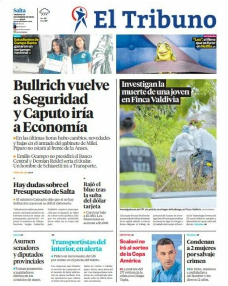 Portada de El Tribuno - Salta (Argentina)