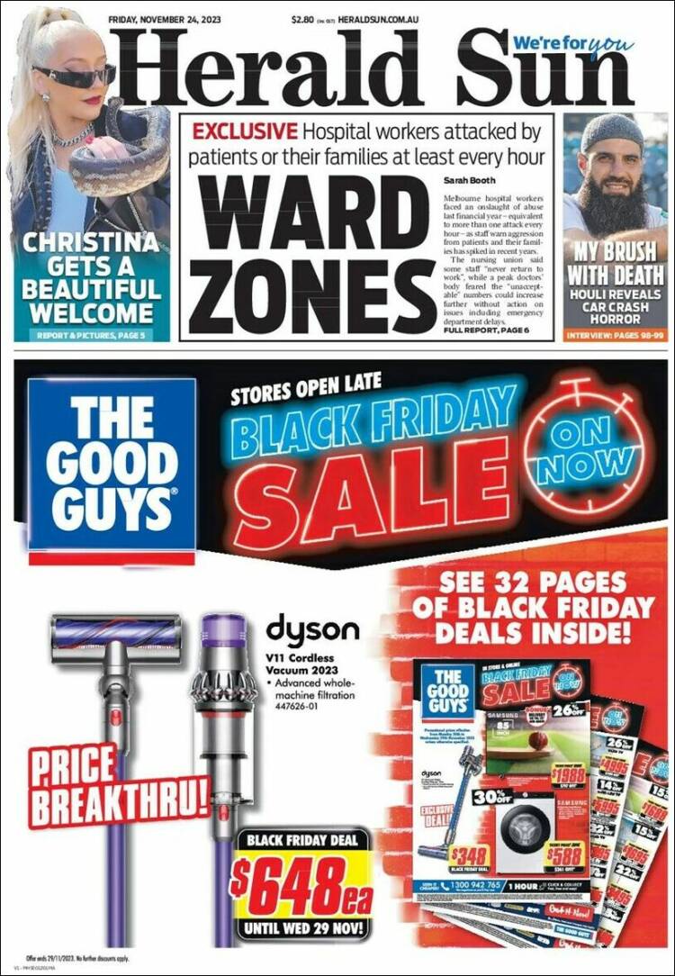 Portada de Herald Sun (Australia)