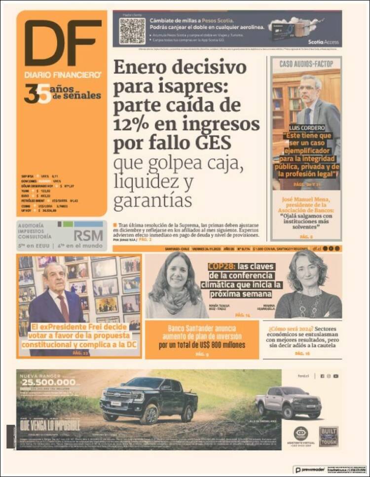 Portada de Diario Financiero (Chile)