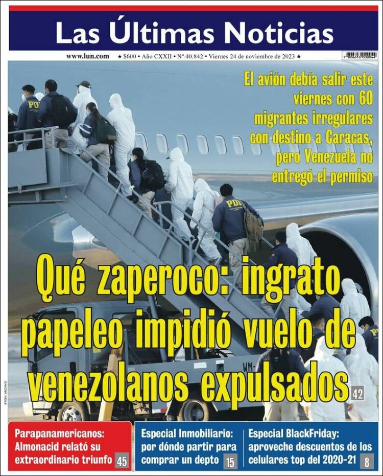 Portada de Las Últimas Noticias (Chile)