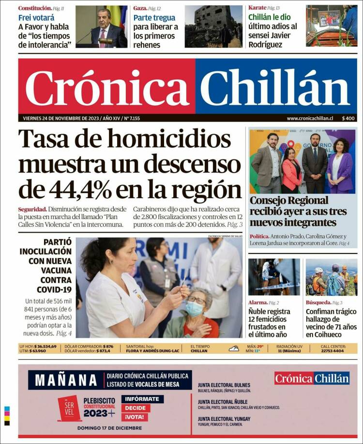 Portada de Crónica Chillán (Chile)