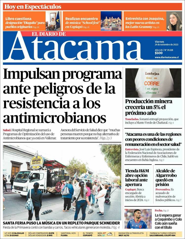 Portada de Diario de Atacama (Chile)