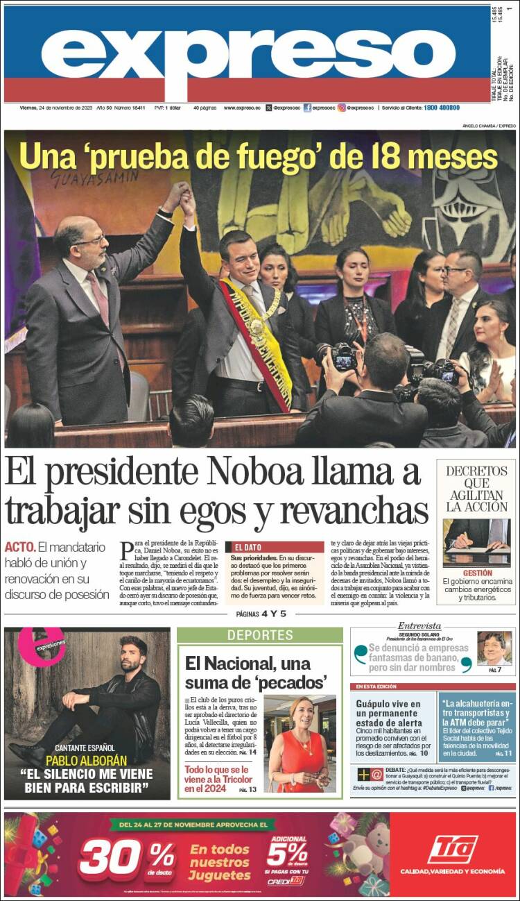 Portada de Expreso (Ecuador)