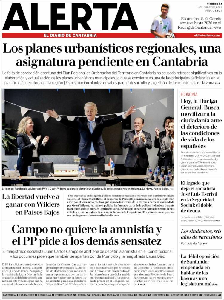Portada de Alerta - El Diario de Cantabria (España)