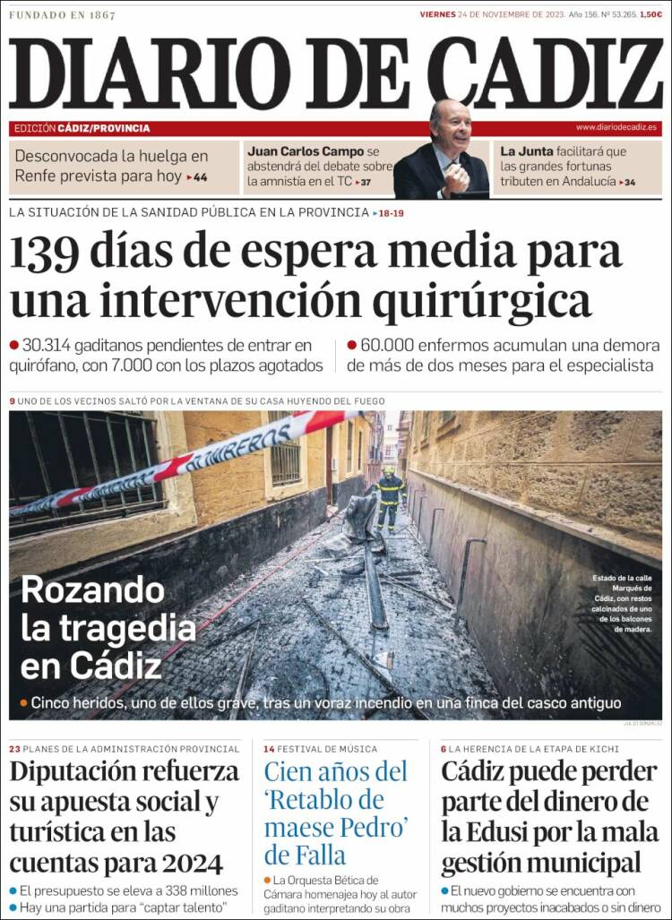 Portada de Diario de Cádiz (España)