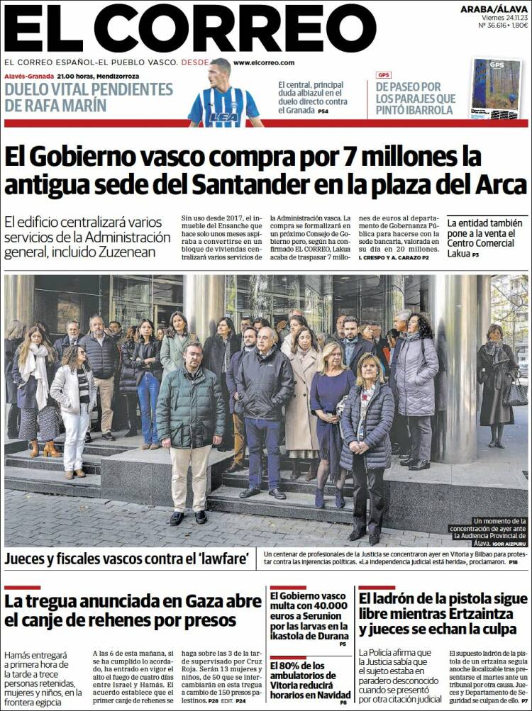 Portada de El Correo - Álava (España)