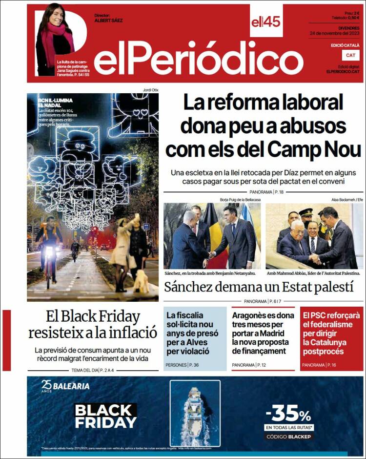 Portada de El Periódico de Catalunya (España)