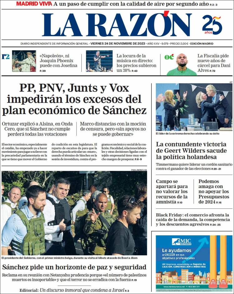Portada de La Razón (España)