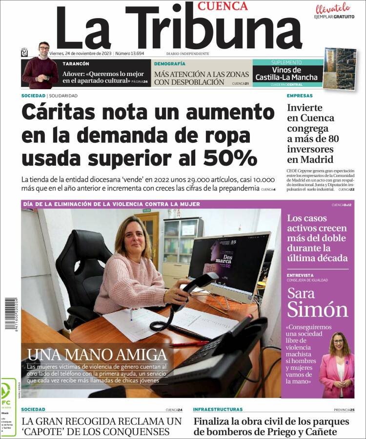 Portada de La Tribuna de Cuenca (España)