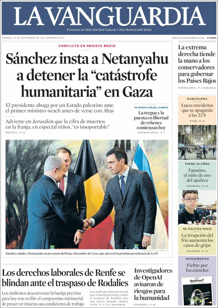 Portada de La Vanguardia (España)