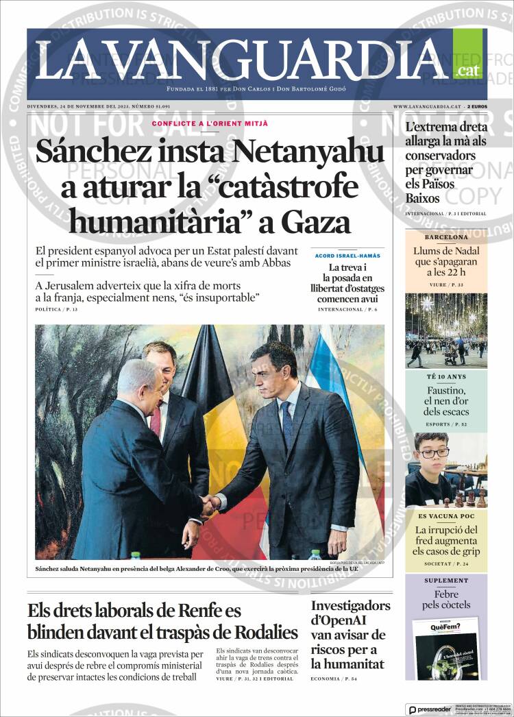 Portada de La Vanguardia (España)