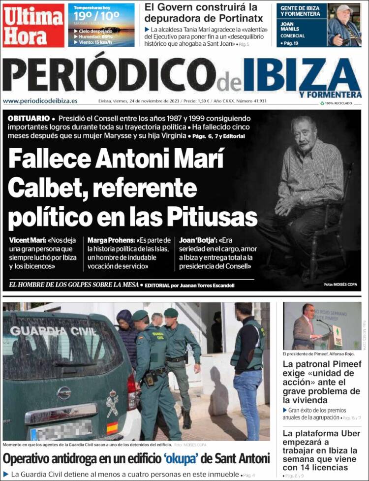 Portada de Periódico de Ibiza (España)