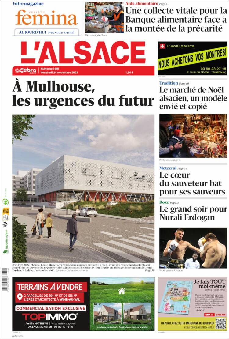 Portada de Journal L'Alsace (Francia)