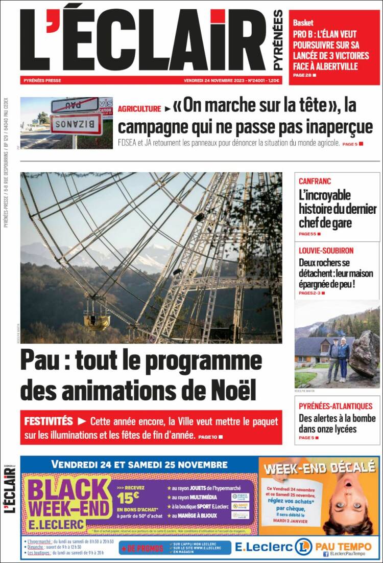 Portada de L'Eclair des Pyrénées (Francia)