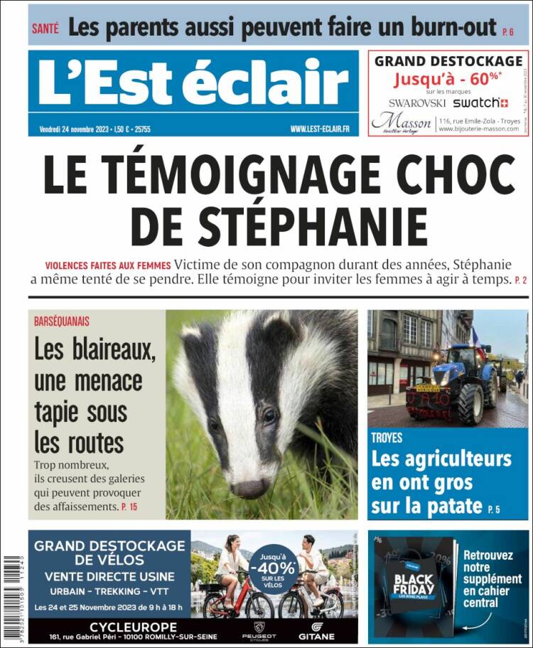 Portada de L'Est Eclair (Francia)