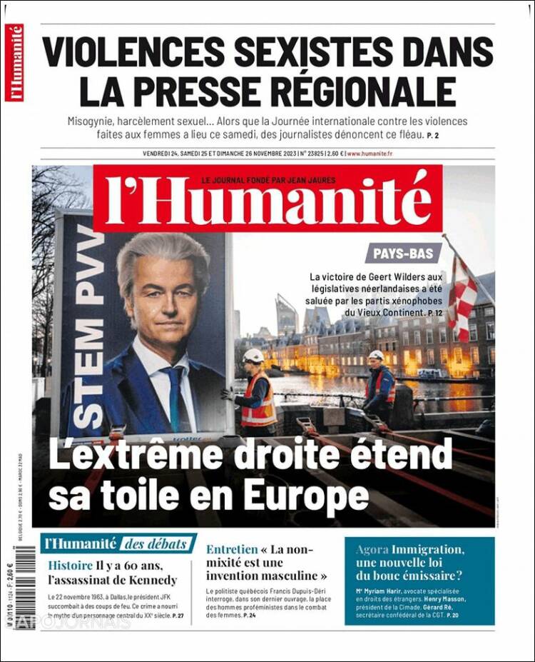 Portada de l'Humanite (Francia)