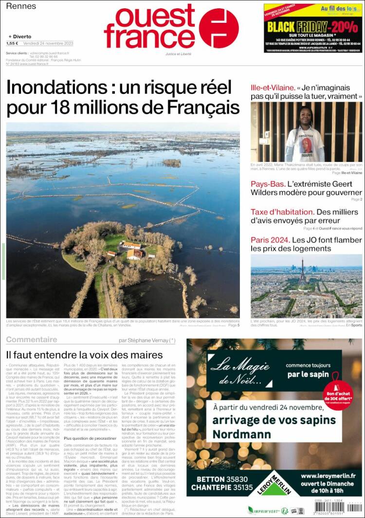 Portada de Ouest France (Francia)