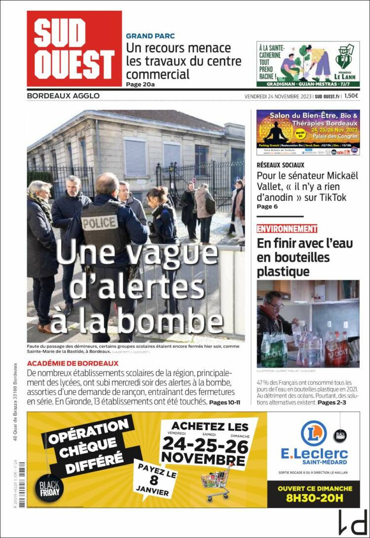 Portada de Sud Ouest (Francia)