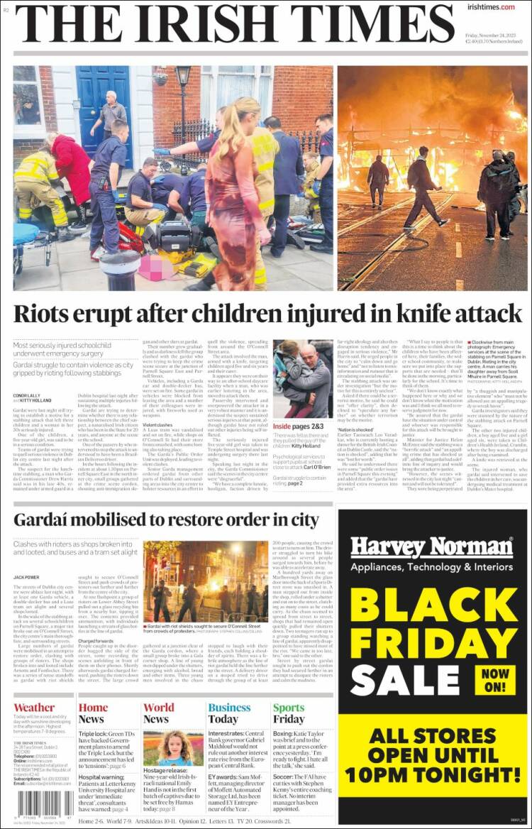 Portada de Irish Times (Irlanda)