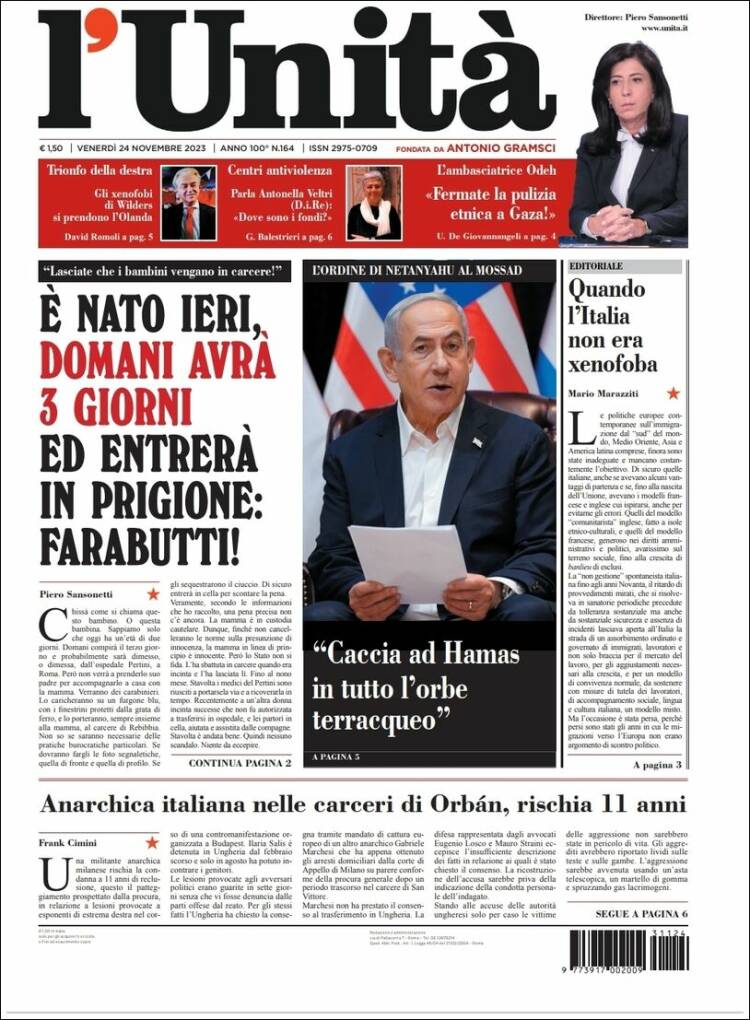 Portada de l'Unità (Italia)