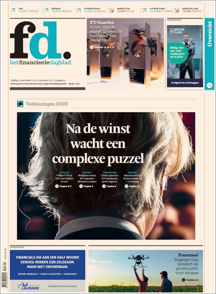 Portada de Het Financieele Dagblad (Pa&iacute;ses Bajos)