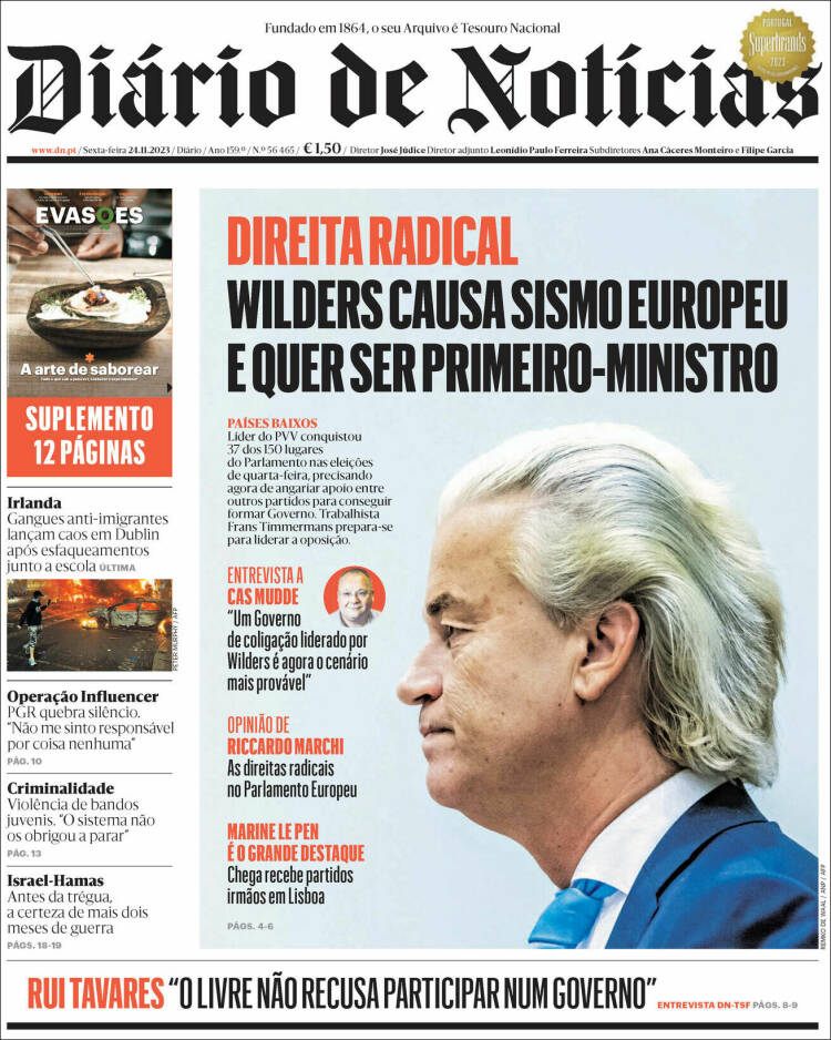 Portada de Diário de Noticias (Portugal)