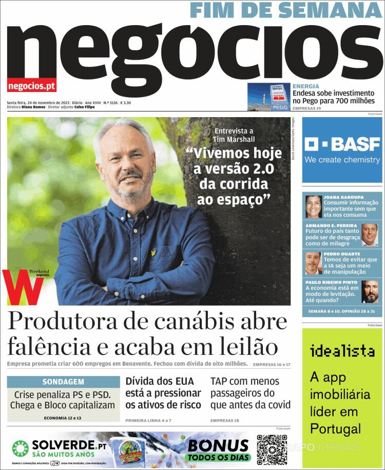 Portada de Jornal de Negócios (Portugal)